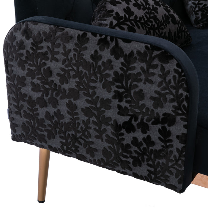 Modern Velvet  Sofa - Black