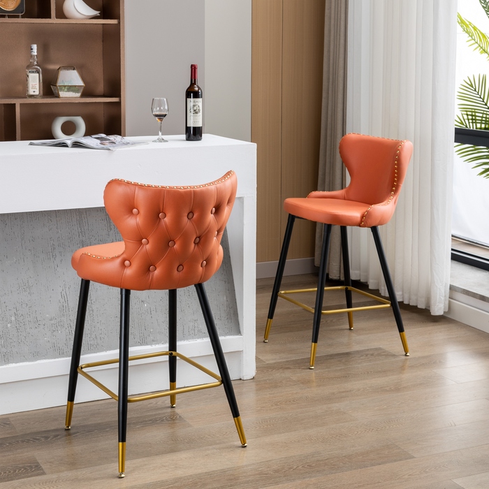 Counter Height Barstools with Backs (Orange, Set of 2)