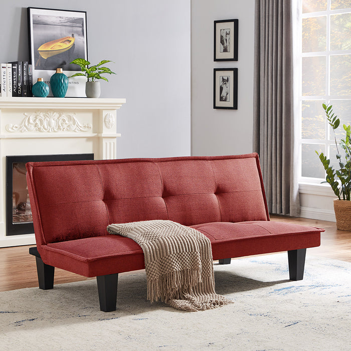 Modern Fabric Futon Sofa（RED ）