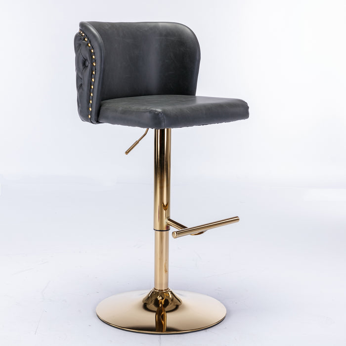 Modern PU Upholstered Bar Stools with Whole Back Tufted - Dark Grey