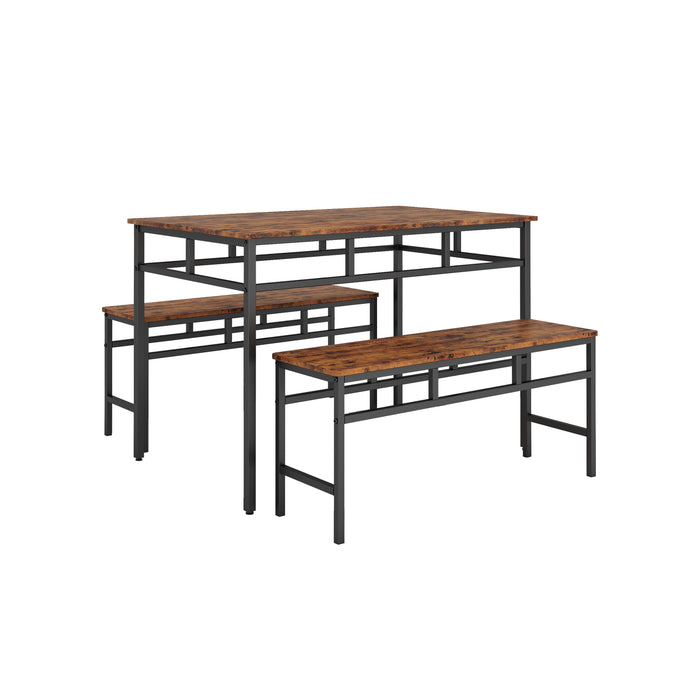 3- Piece Dining table set - Rustic Brown