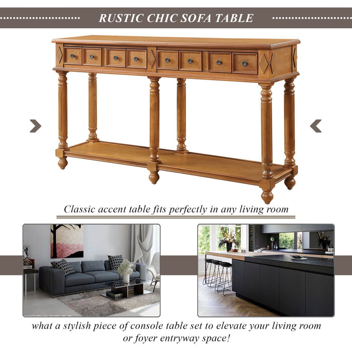 Retro Console Entryway Table - Brown