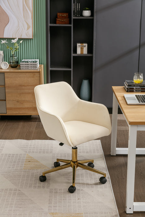 Modern Velvet Home Office Chair - Beige