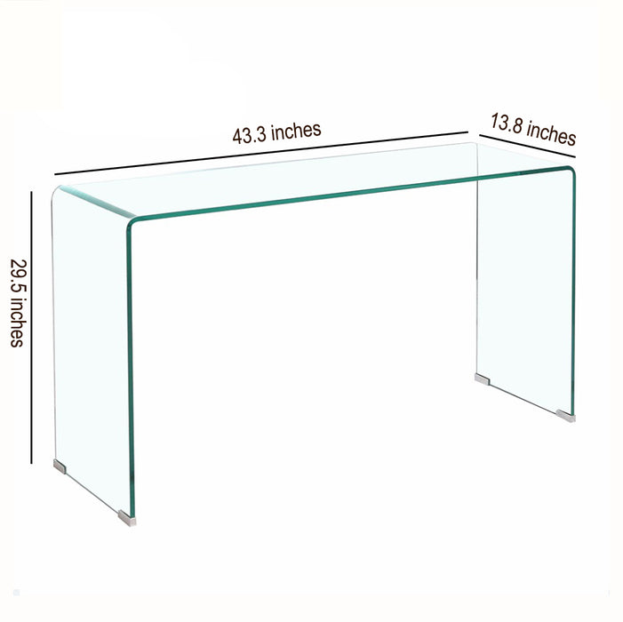 Transparent Tempered  Glass Console Table with Rounded Edges