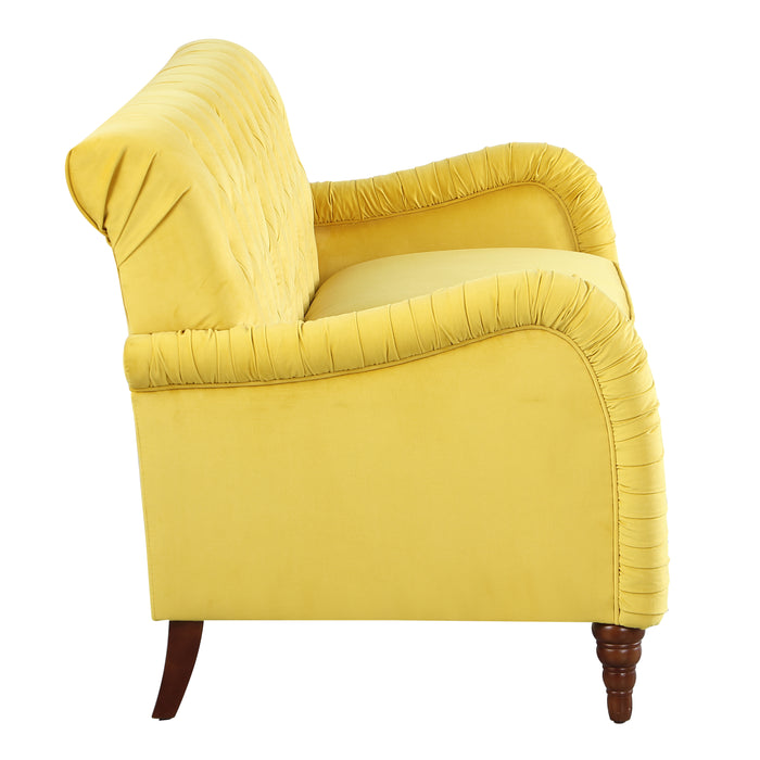 Modern Chesterfield Velvet Sofa - Yellow