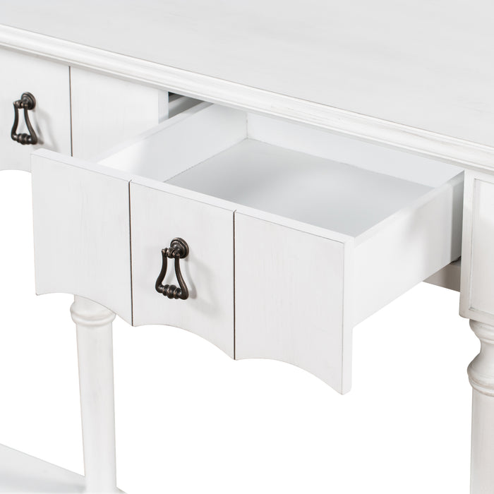 Country Console Table for Hallway - Antique White