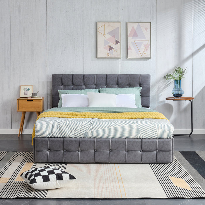 Hot Sale Queen Size Dark Grey Upholstered Platform Bed Frame  with Storage Drawers