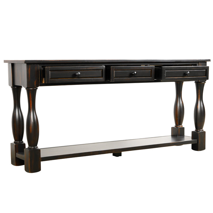 Console Table - Distressed Black