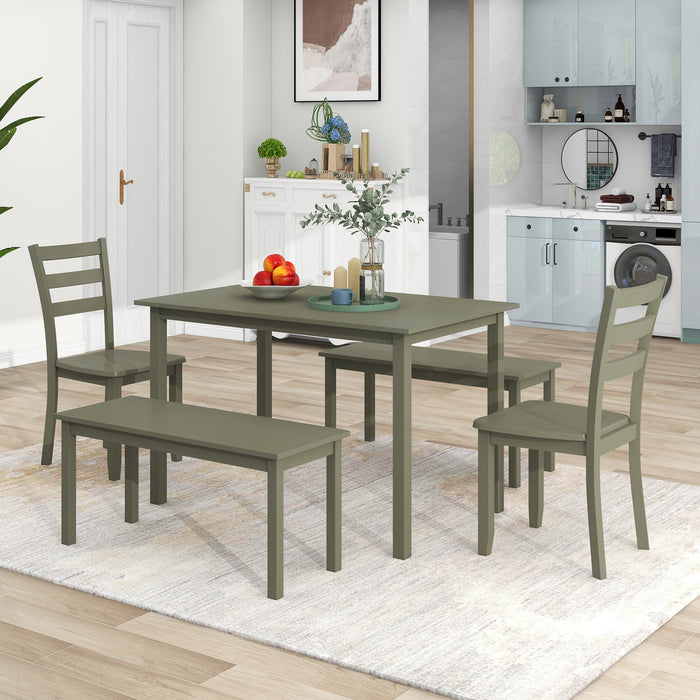 5-piece Wooden Dining Set- Gray Green