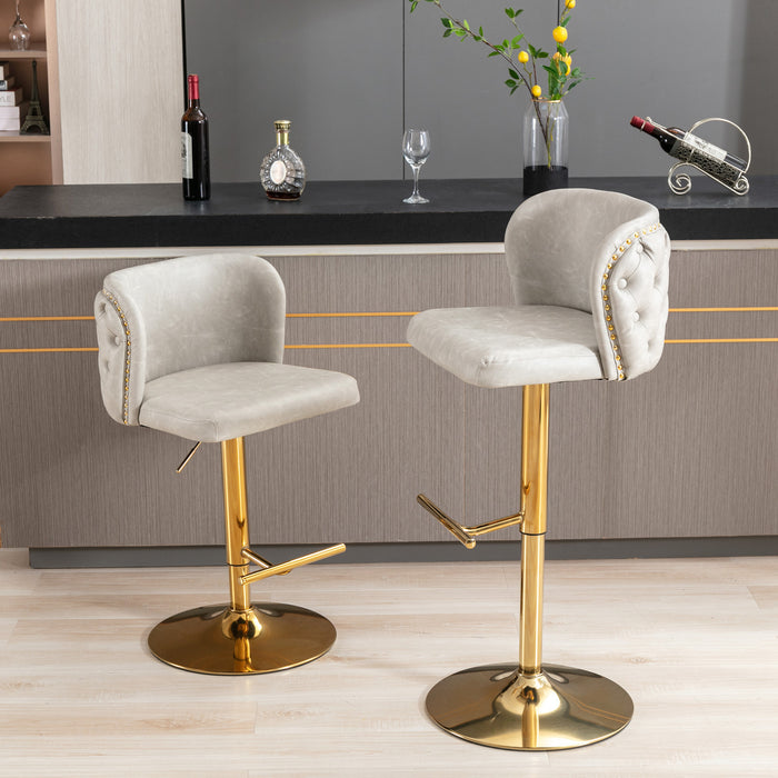 Swivel Barstools , Beige (Set of 2）