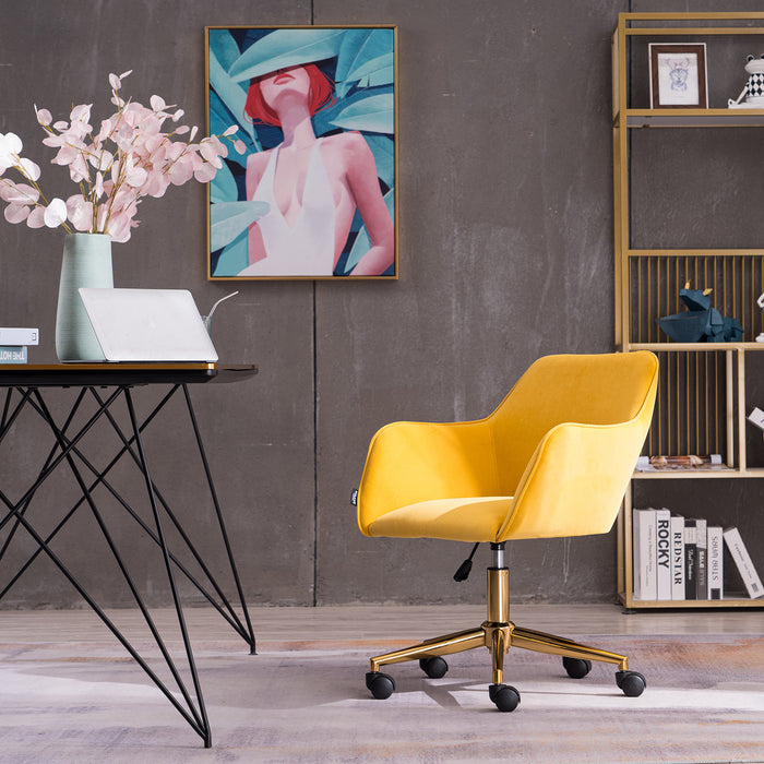 Modern VelvetHome Office Chair - Yellow