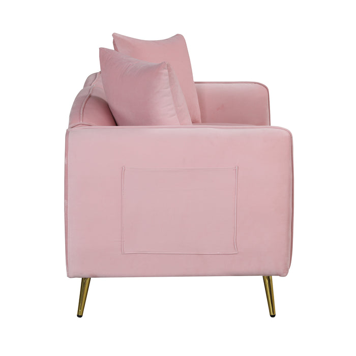 2 Piece Velvet Upholstered Sofa Sets, Pink