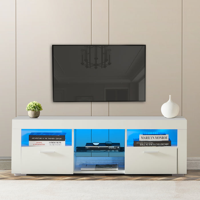 White morden TV Stand with LED Lighte:WHITE