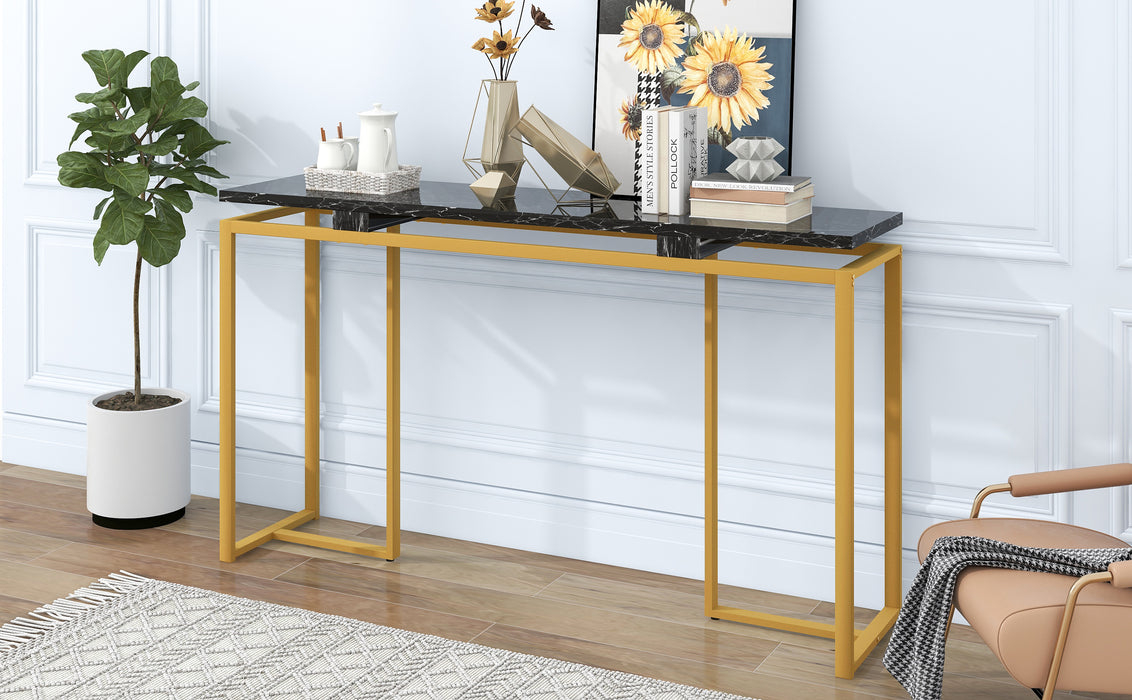 Modern Console Entryway Table for Entryway, Hallway, Living Room - Golden + Black