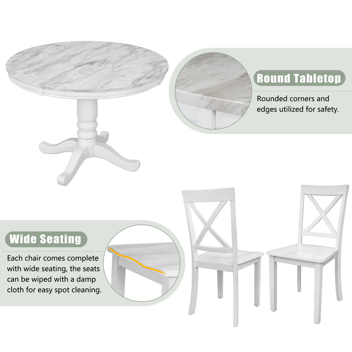 5 Pieces Dining Table and Chairs Set - White