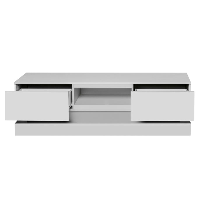 WHITE morden TV Stand with LED Lights - WHITE