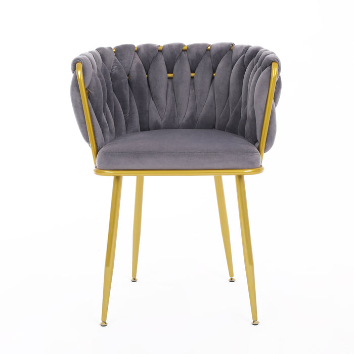 Velvet Dinning upholstered Chair with Gold Metal Legs (grey)