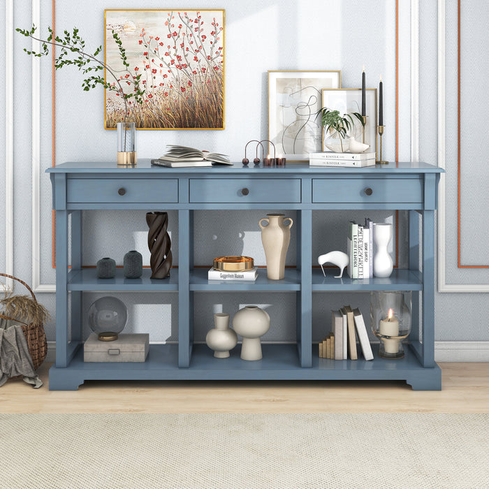 Retro Console Table/Sideboard with Ample Storage - Teal Blue