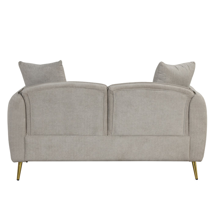 Modern Velvet Loveseat with 2 Pillows - Gray