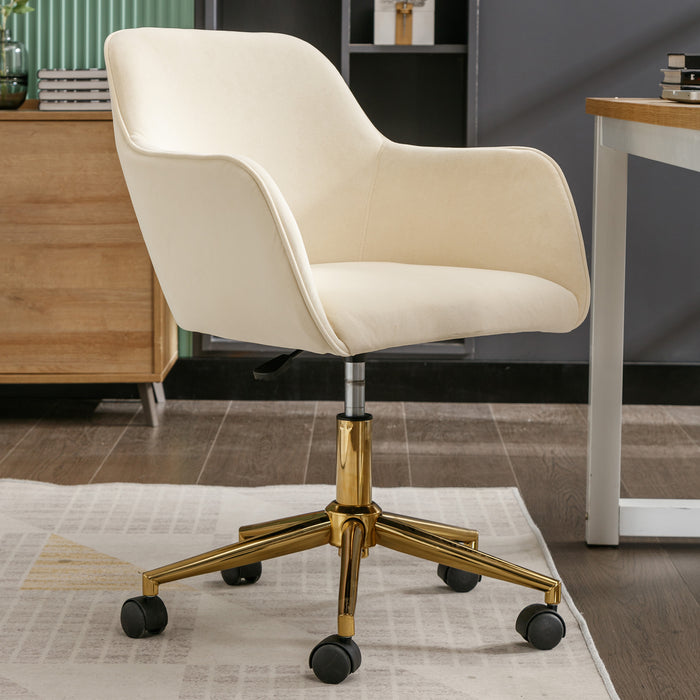 Modern Velvet Home Office Chair - Beige