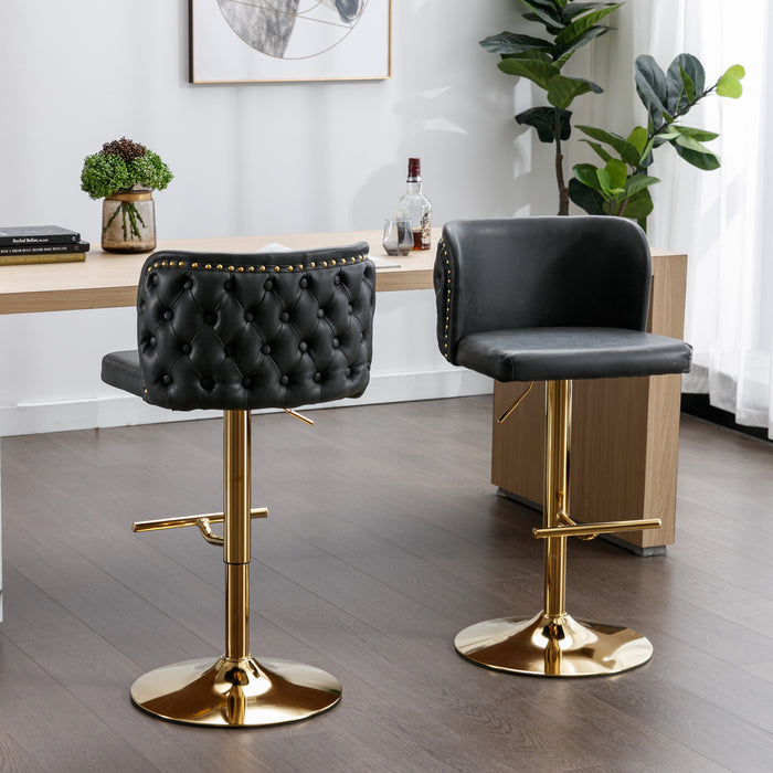 Modern PU Upholstered Bar Stools with Whole Back Tufted - Dark Grey