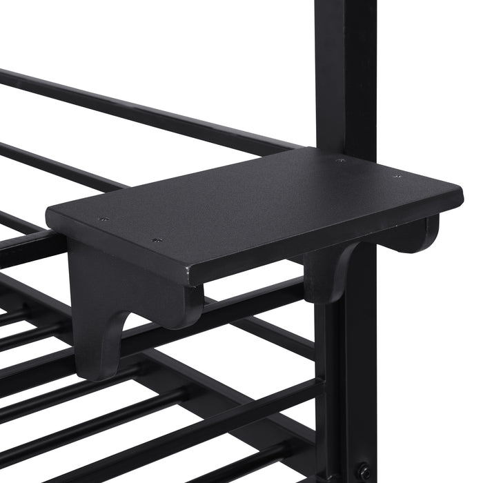 Metal bunk bed with slide and steps - Black