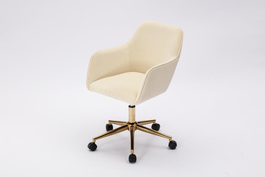 Modern Velvet Home Office Chair - Beige