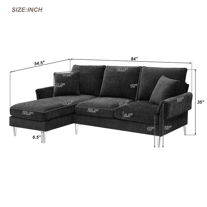 Convertible Sectional Sofa, Modern Chenille L-Shaped