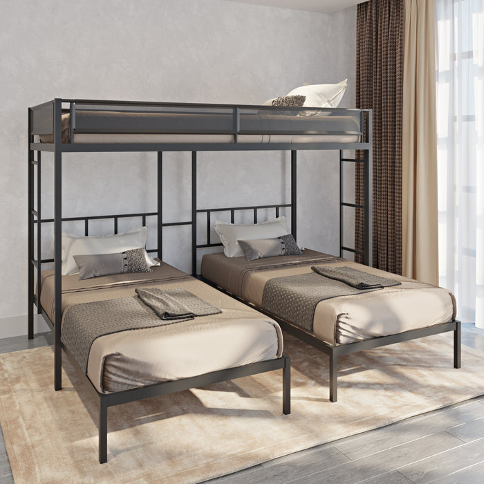 Triple twin bunk bed - Black