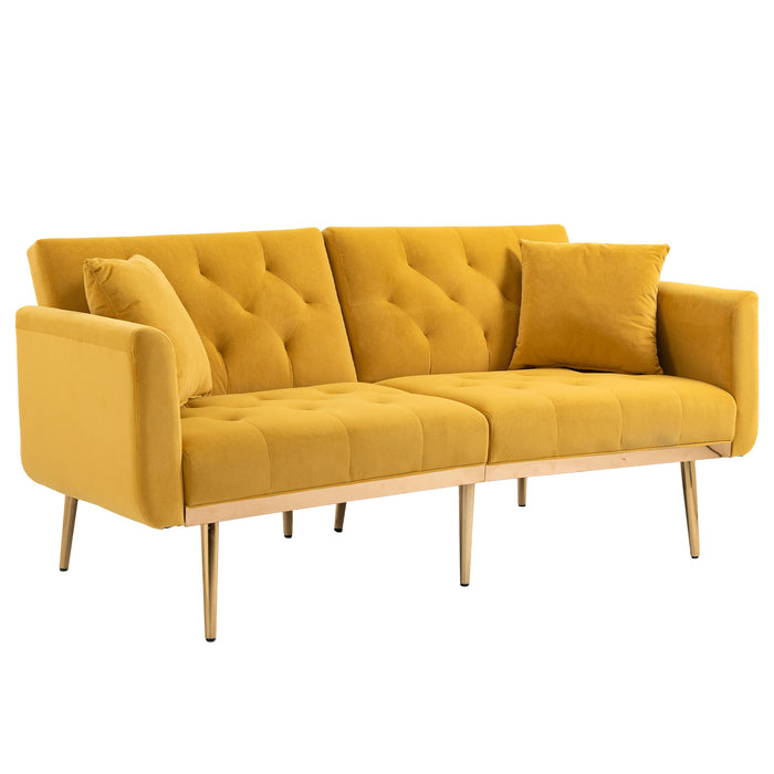 Modern Velvet  Sofa Futon - Mustard