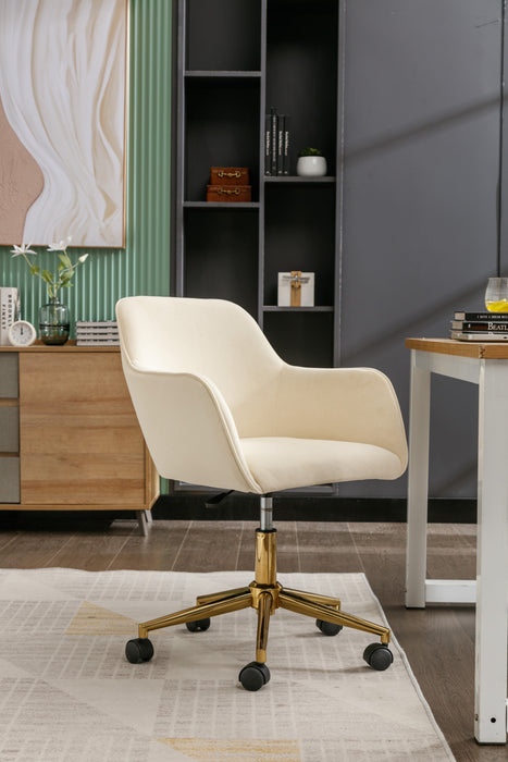 Modern Velvet Home Office Chair - Beige