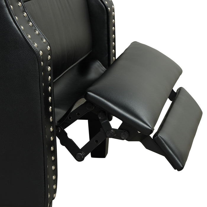 Push Back Recliner, Arms with Brass Nails, Blackl (29.5"x40"x42")