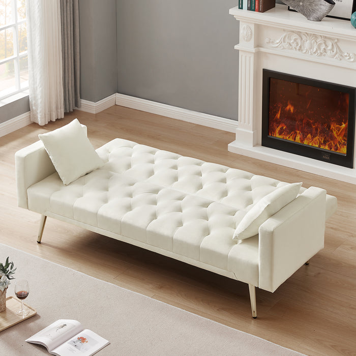 Convertible Folding Futon Sofa  - Cream White