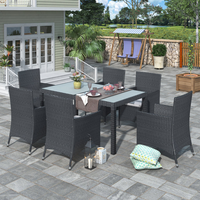 7-piece Outdoor Wicker Dining set - (Black)