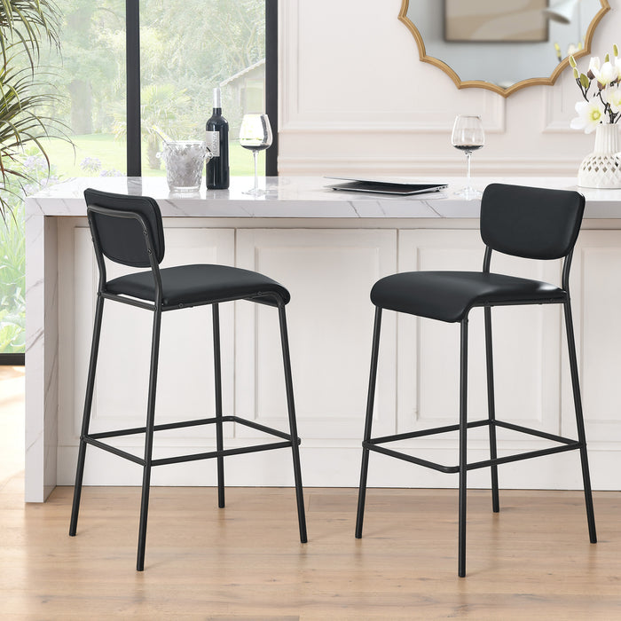 Pu Faux Leather Bar Stools (Set of 2)