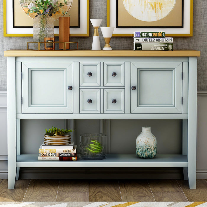 Console Table with Bottom Shelf - Lime White