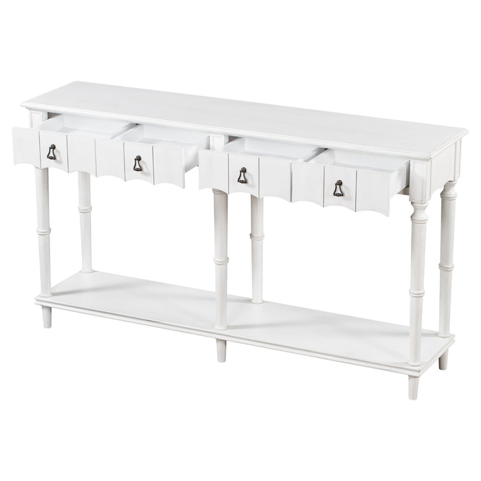 Country Console Table for Hallway - Antique White