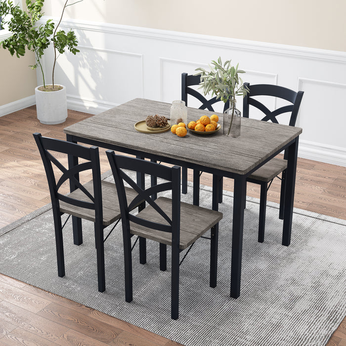 5-Piece Dining Table Set - Brown Gray