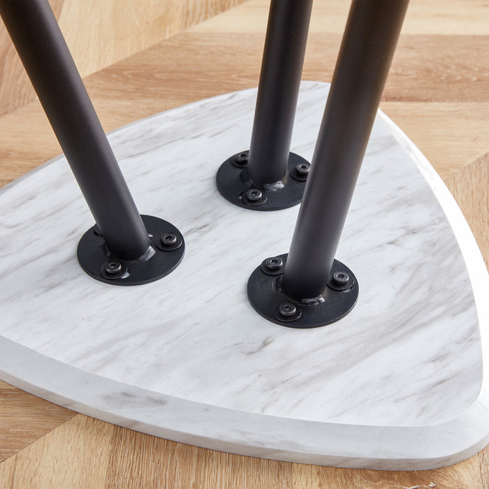 Modern Minimalism White Faux Marble End Table( MDF Tabletop + Metal Legs )