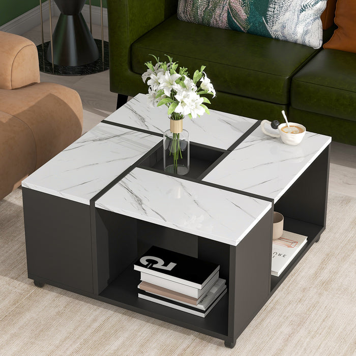 Modern 2-layer Coffee Table with Casters