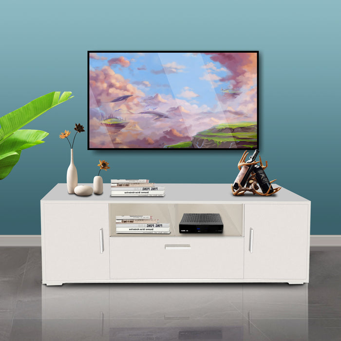 WHITE morden TV Stand, w/LED Lights