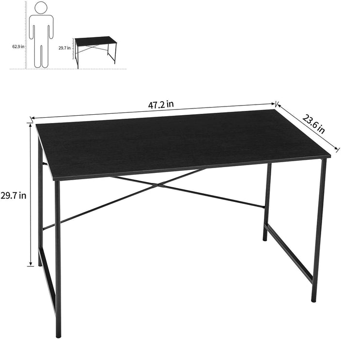 Metal Frame Home Office Writing Desk - Full Black