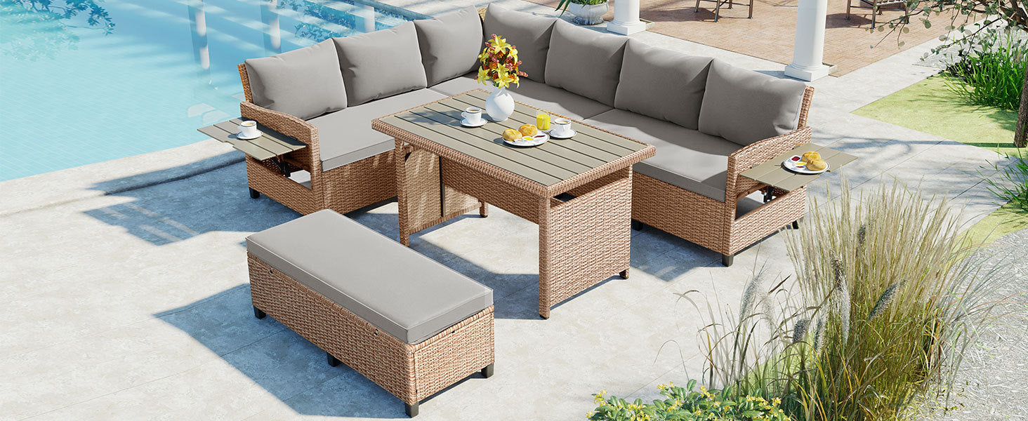 5-Piece Outdoor Patio Set - Brown