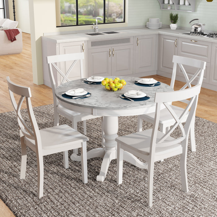 5 Pieces Dining Table and Chairs Set - White