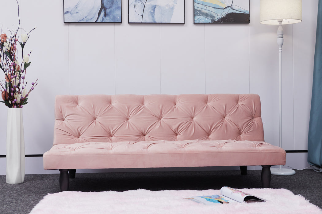 Pink Velvet Sofa Bed - Baby Pink