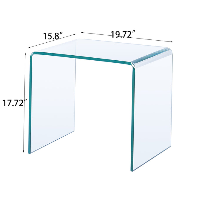 Small Clear Glass End Table, Tempered Glass