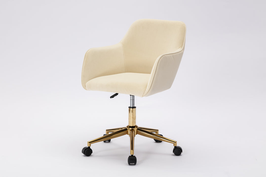 Modern Velvet Home Office Chair - Beige