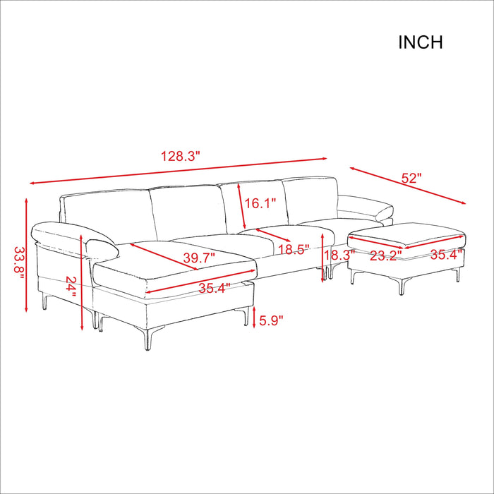 Convertible Sectional Sofa - Navy Blue