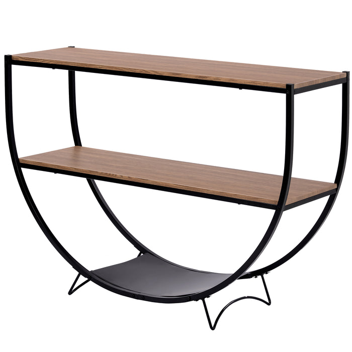 Rustic Industrial Design Demilune Shape Console Table - Brown