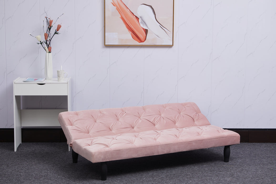 Pink Velvet Sofa Bed - Baby Pink